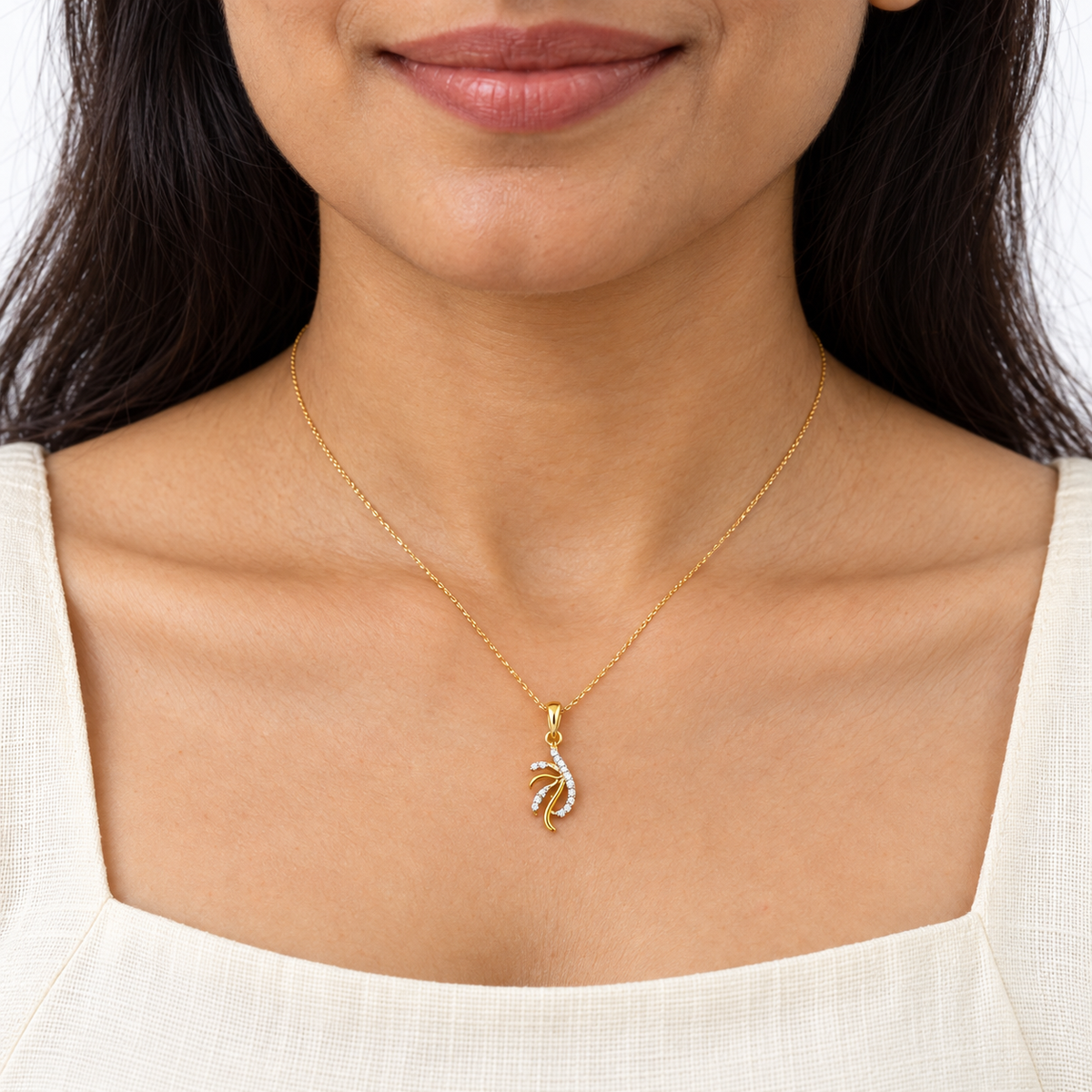9K Gold Leaf Flame Pendant
