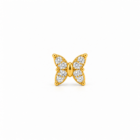 Gold Butterfly Diamond  Nosepin