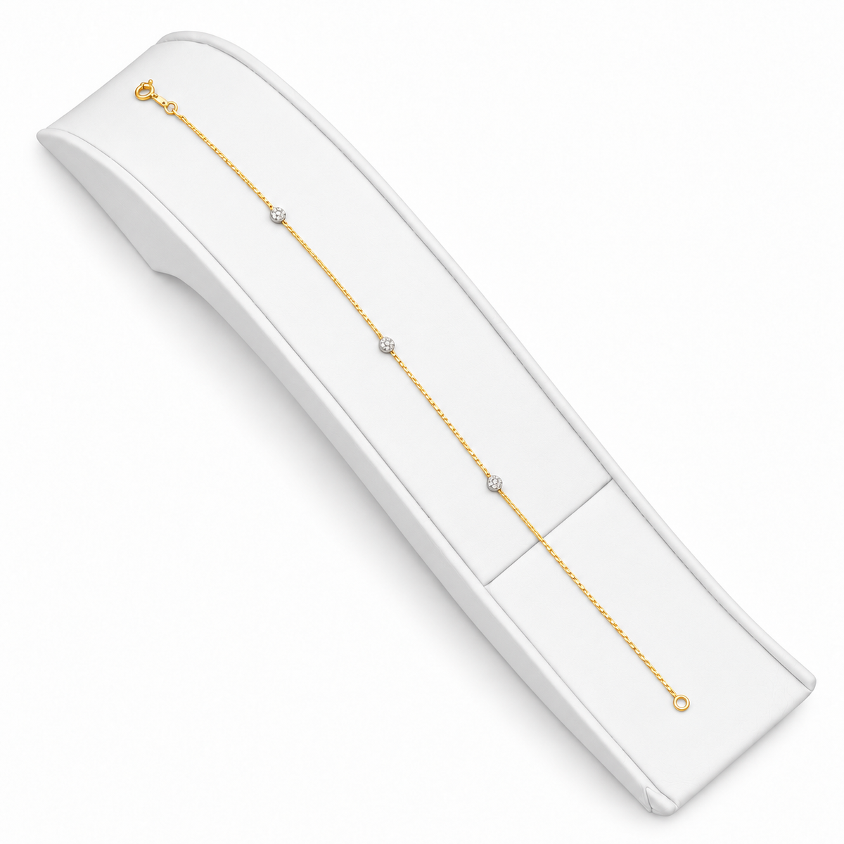 18K Golden Sparkle Three Stone Bracelet 0.930Gram