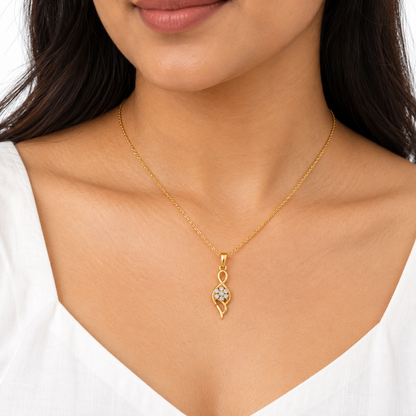 Infinity Floral Diamond Gold Pendant