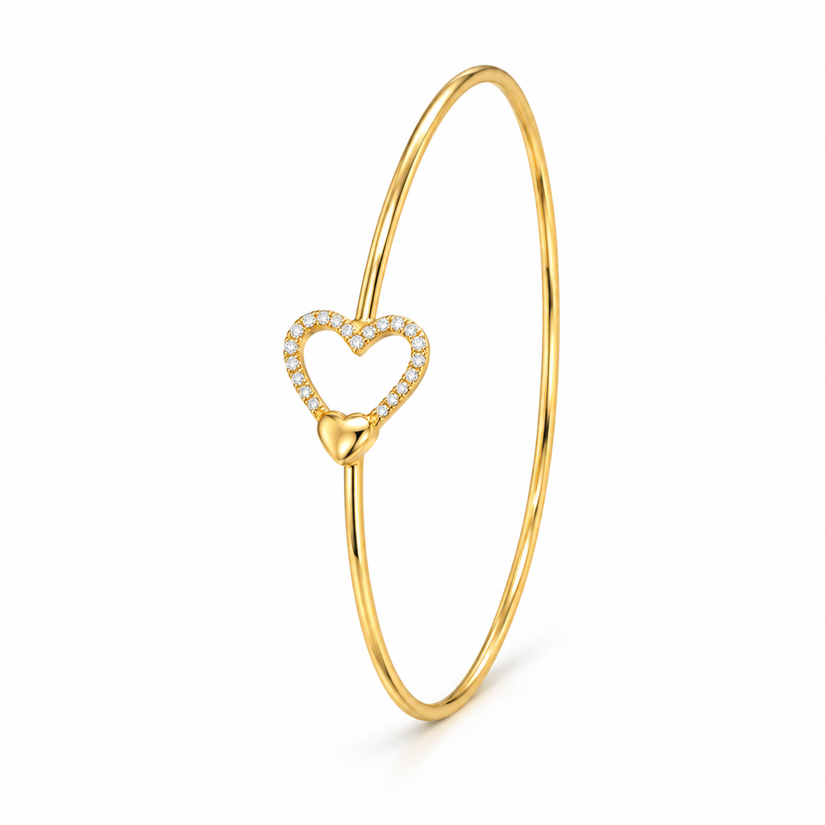 Heart Diamond Gold Bangle 3.040Gram