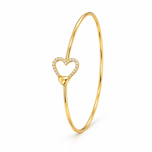 Heart Diamond Gold Bangle 3.040Gram