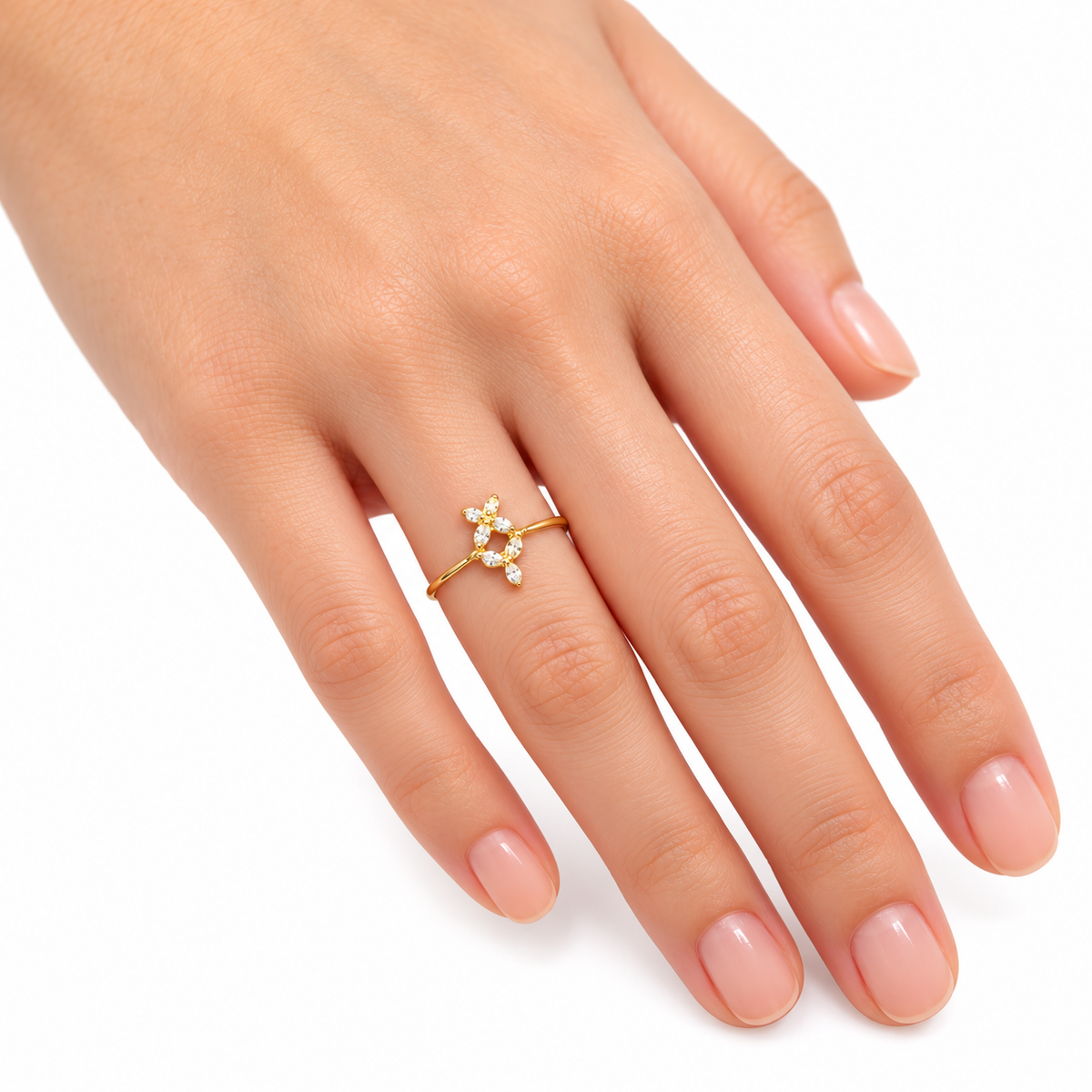 Diamond Marquise Floral Leaf