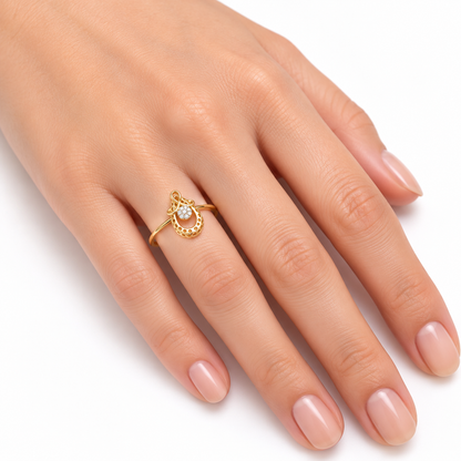Teardrop Diamond Cluster Gold Ring