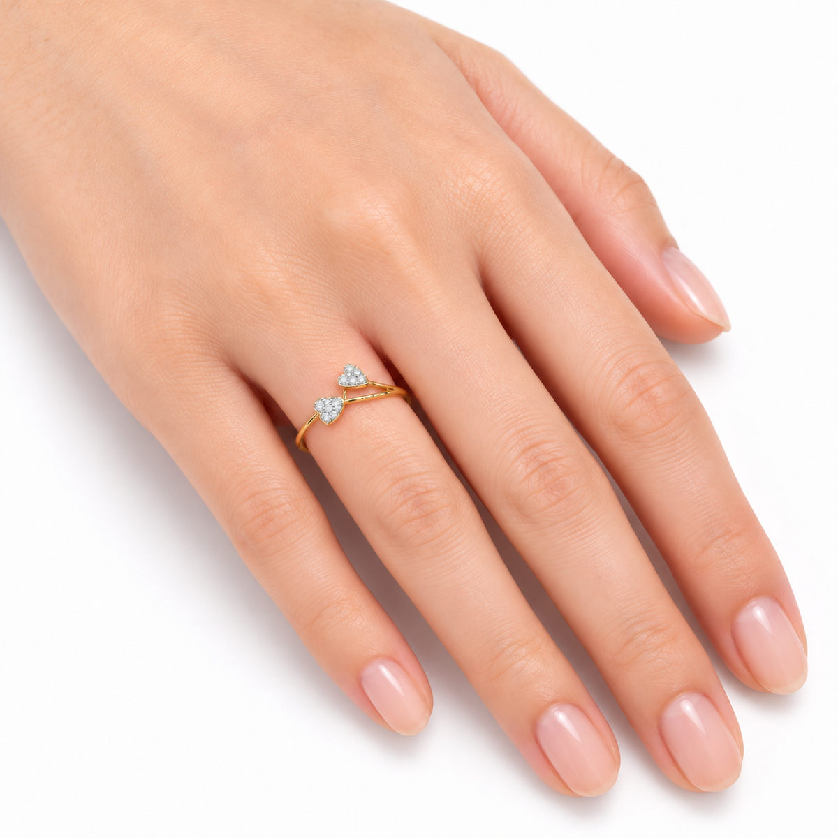 Diamond Double Heart Cluster Ring