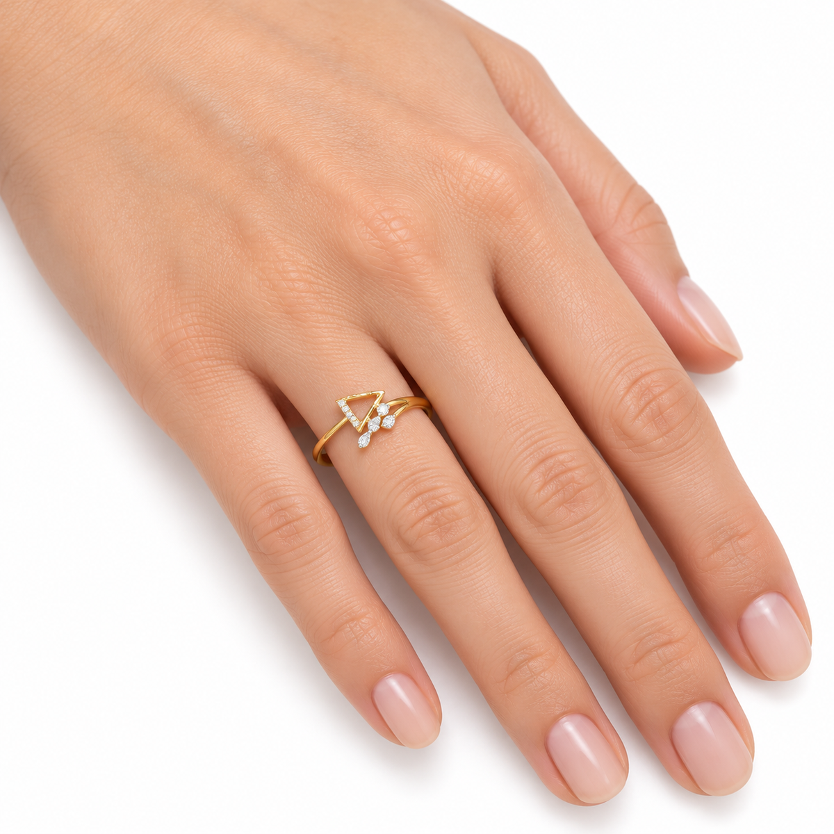 Diamond Geometric Triangle Ring