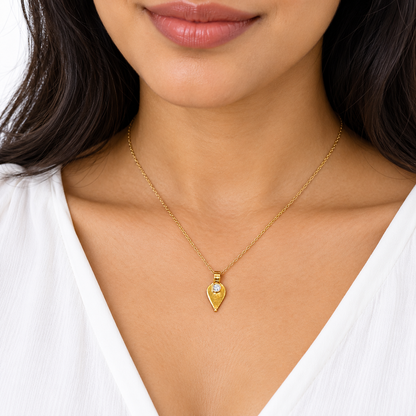 9K Gold Solitaire Teardrop Thali Pendant