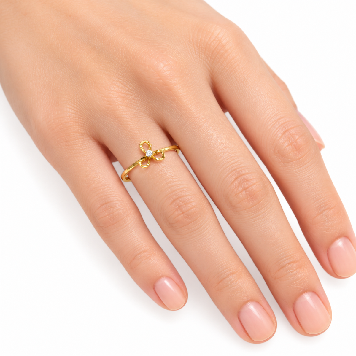 Diamond Three Petal Floral Ring