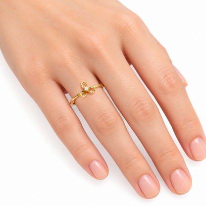 Diamond Three Petal Floral Ring