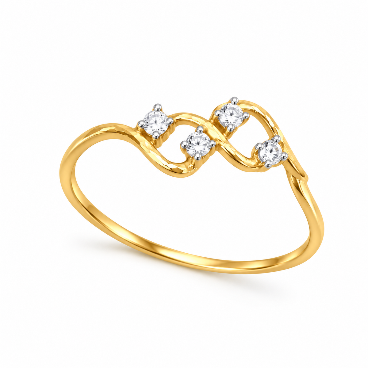 Diamond Four Stone Infinity Wave
