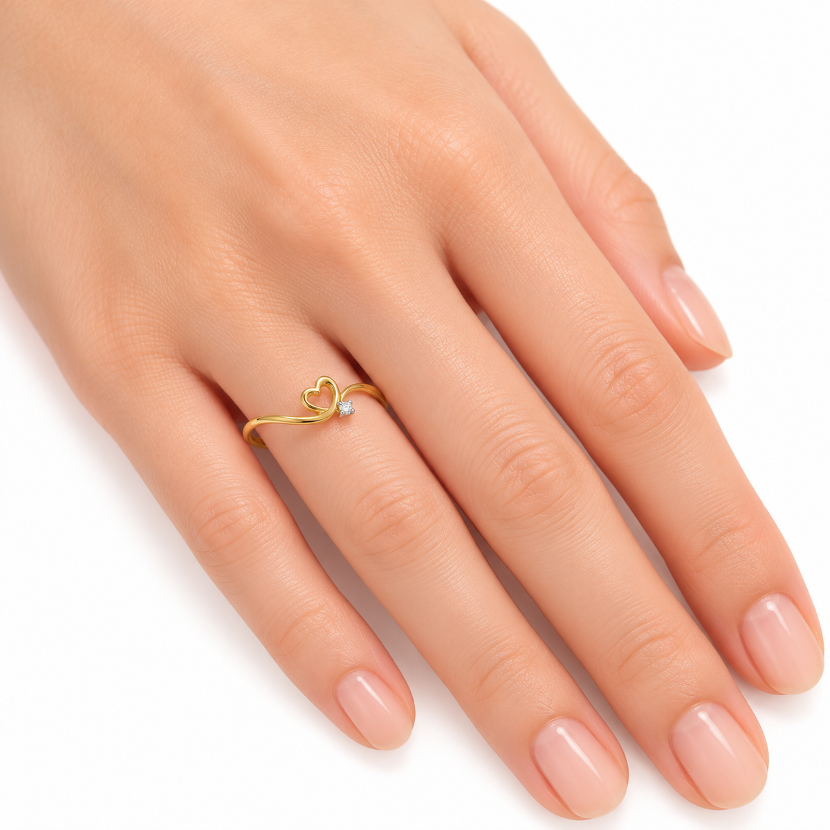 Diamond Heart Solitaire Ring