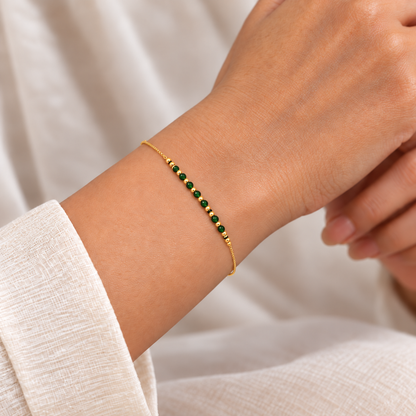 18K Emerald Grace Green Bead Gold Bracelet 1.090Gram