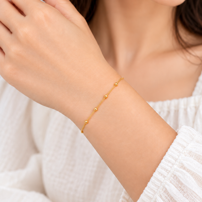 18K Golden Dazzle Seven Bead Bracelet 0.710Gram