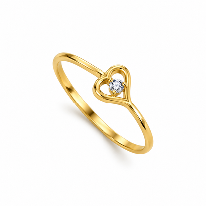 Diamond Open Heart Solitaire Ring