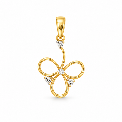 Diamond Floral Gold Pendant