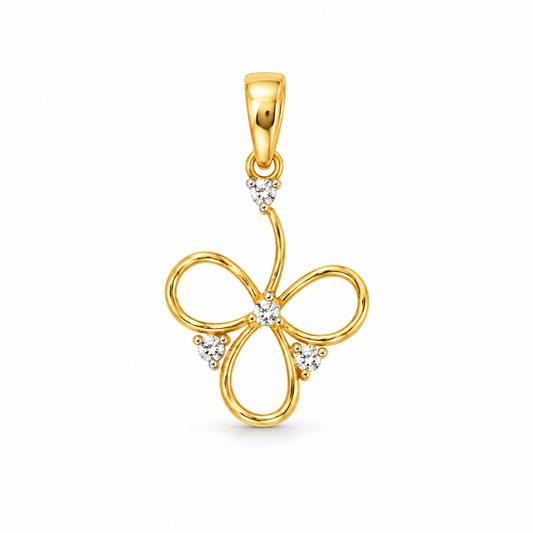 Diamond Floral Gold Pendant