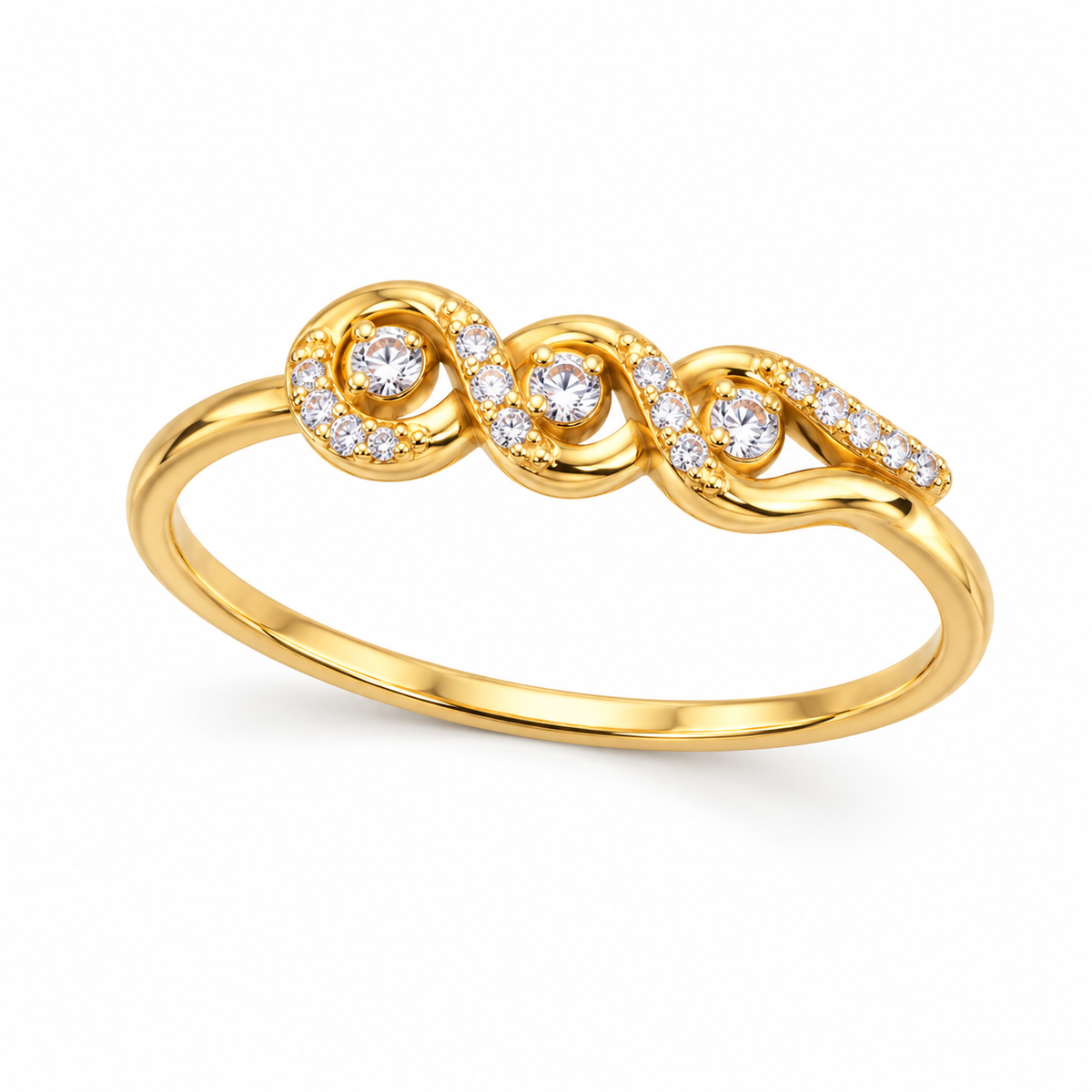 Diamond Triple Swirl Ring
