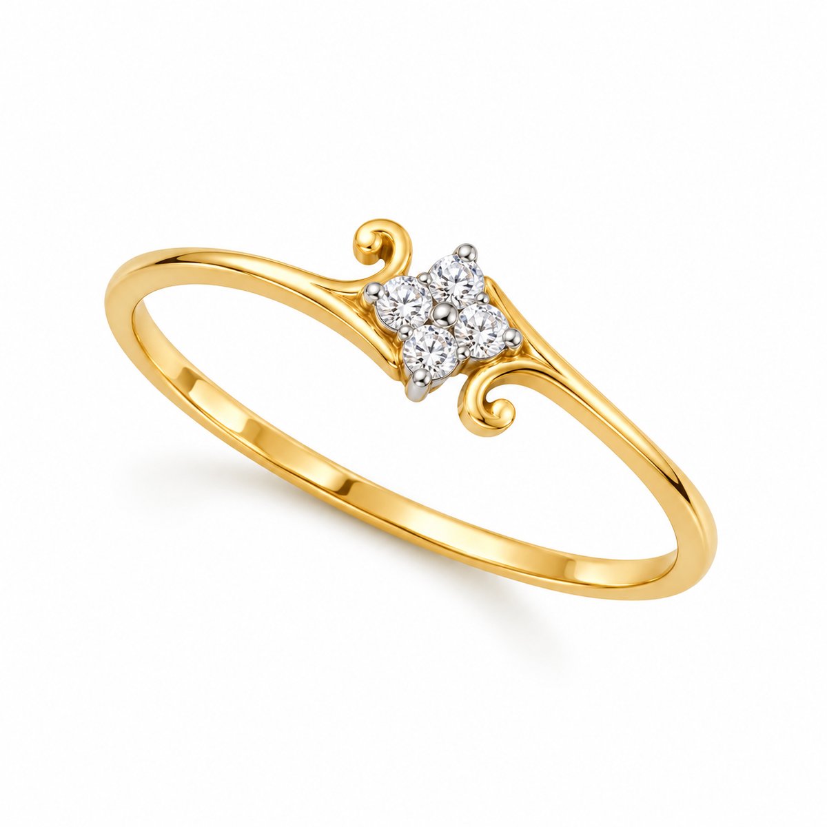 Diamond Floral Cluster Swirl Ring