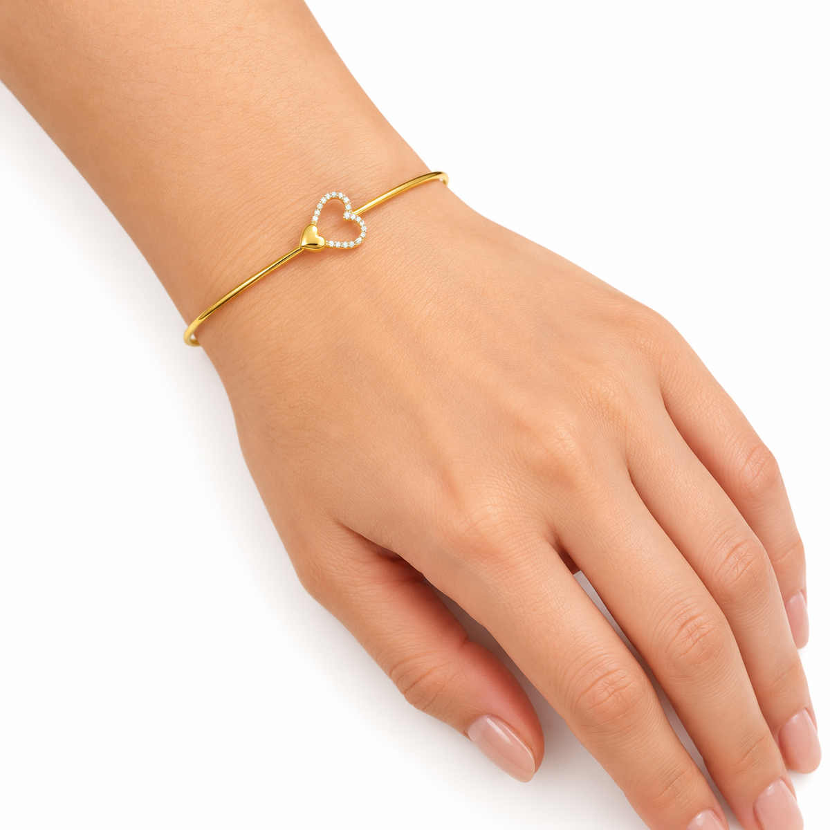Heart Diamond Gold Bangle 3.040Gram