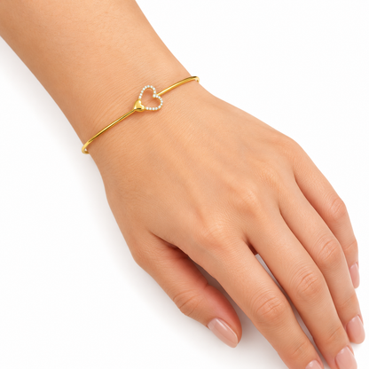 Heart Diamond Gold Bangle 3.040Gram
