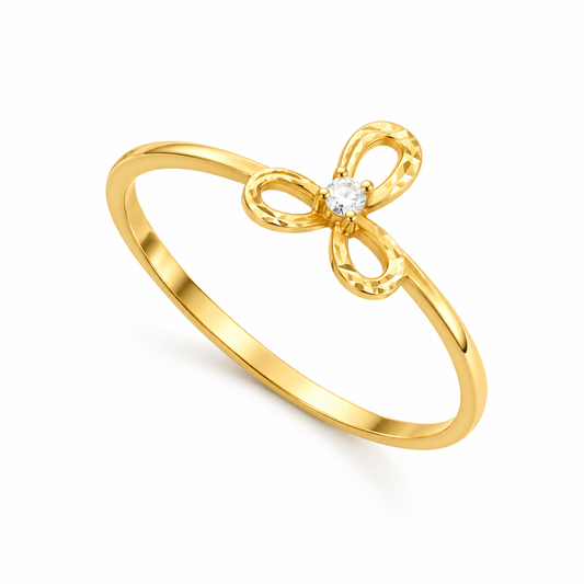 Diamond Three Petal Floral Ring