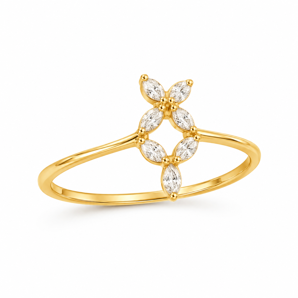 Diamond Marquise Floral Leaf