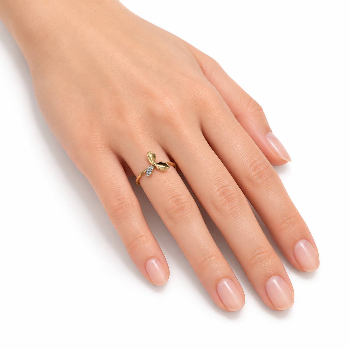 Diamond Three Leaf Floral Ring