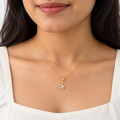 9K Gold Sparkling Butterfly Pendant