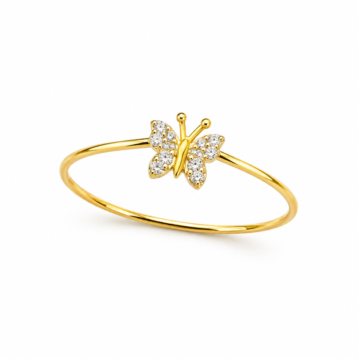 18K Gold Sparkling Butterfly Ring