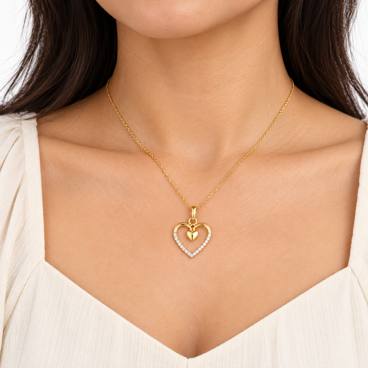 Double Heart Diamond Pendant