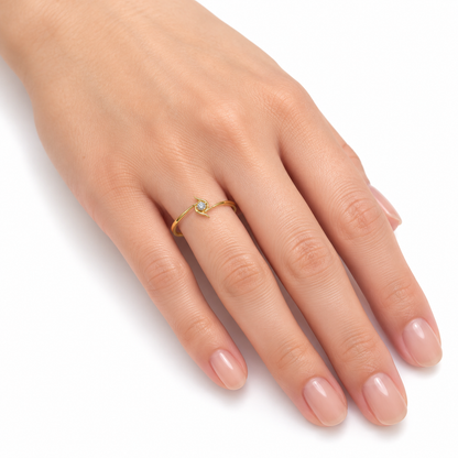 Diamond Solitaire Leaf Swirl Ring