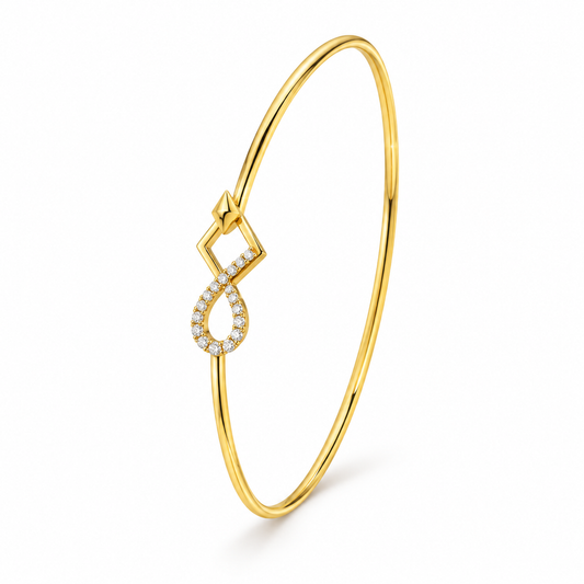 Geometric Teardrop Diamond Gold Bangle 2.850Gram