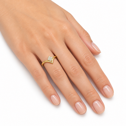 Diamond V Shape Geometric Ring