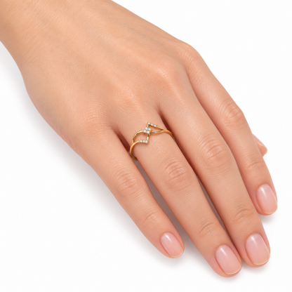Diamond Floral Crossover Ring