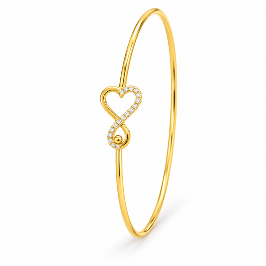 Heart Infinity Diamond Gold Bangle 2.640Gram