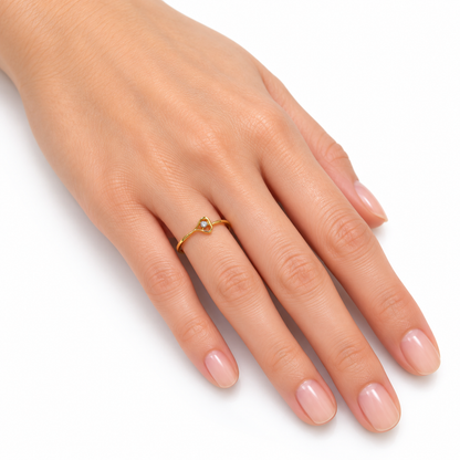 Diamond Open Heart Solitaire Ring
