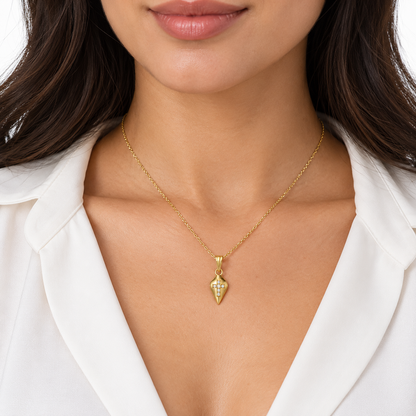 9K Gold Sparkling Cross Thali Pendant