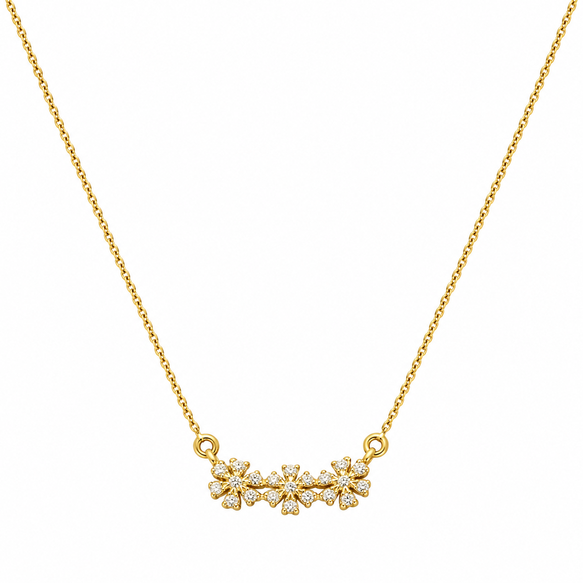 9K Gold Floral Trio Necklace