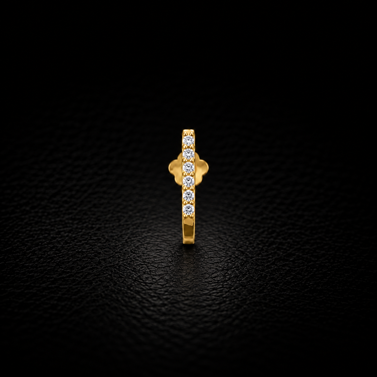 Golden Silver Six Stone J Nose Pin