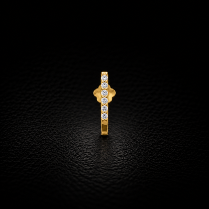 Golden Silver Six Stone J Nose Pin