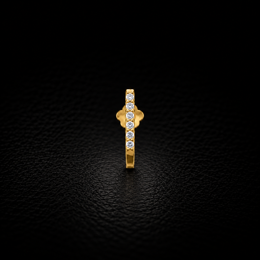 Golden Silver Six Stone J Nose Pin