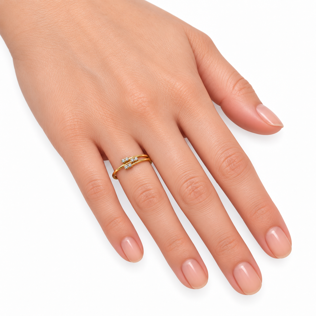 Diamond Six Stone Double Band