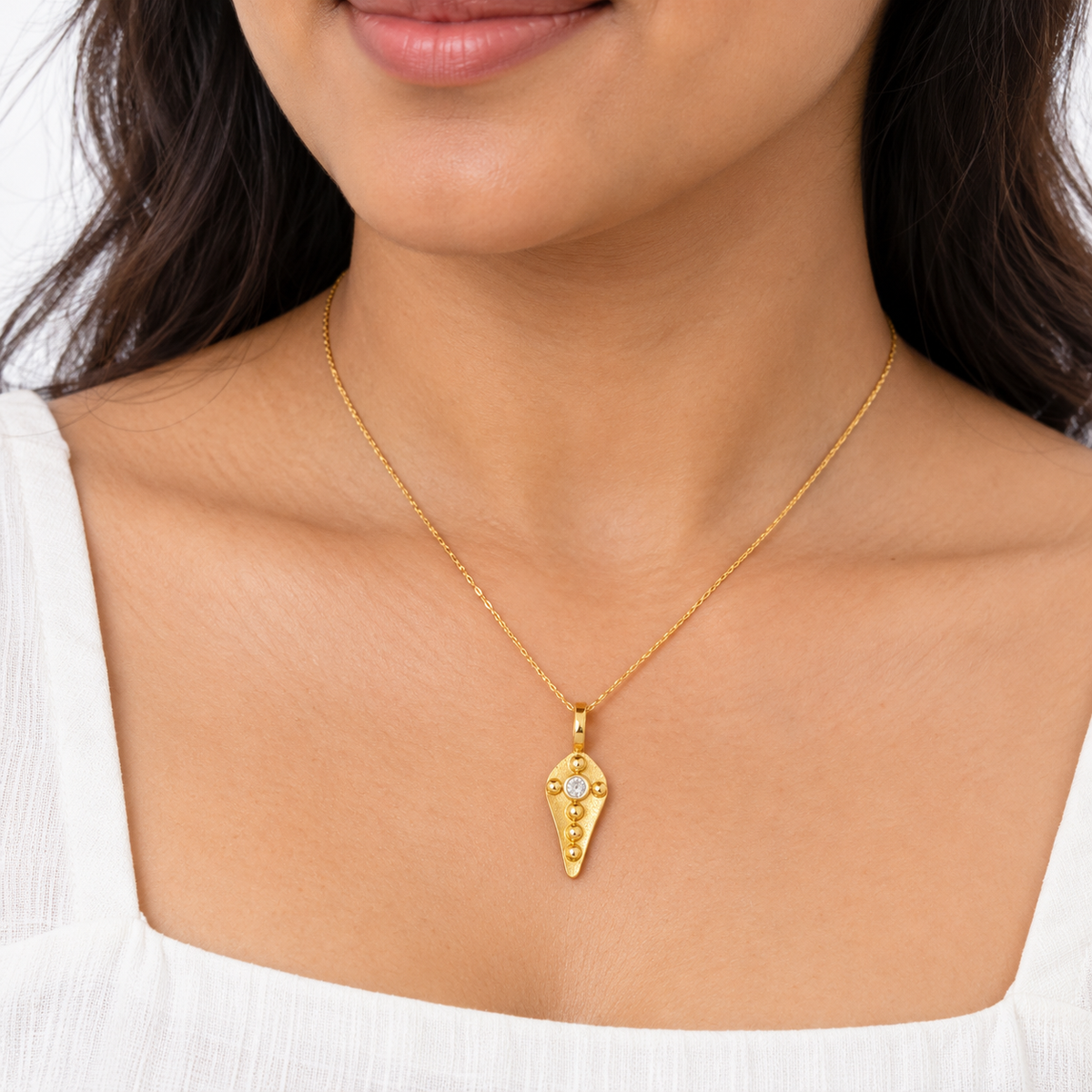 Diamond Shield Gold Pendant