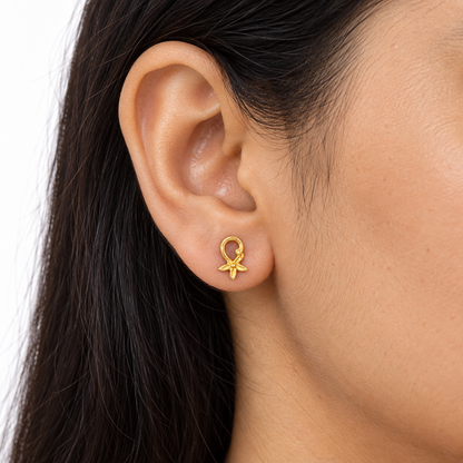 9K Gold Teardrop Flower Studs