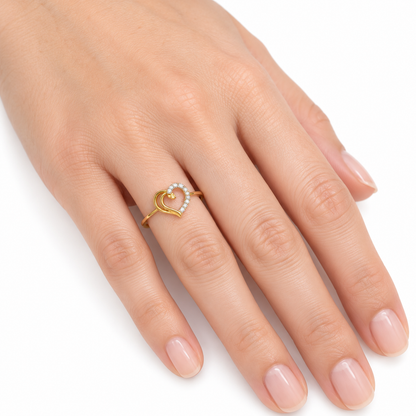 Diamond Open Heart Swirl Ring
