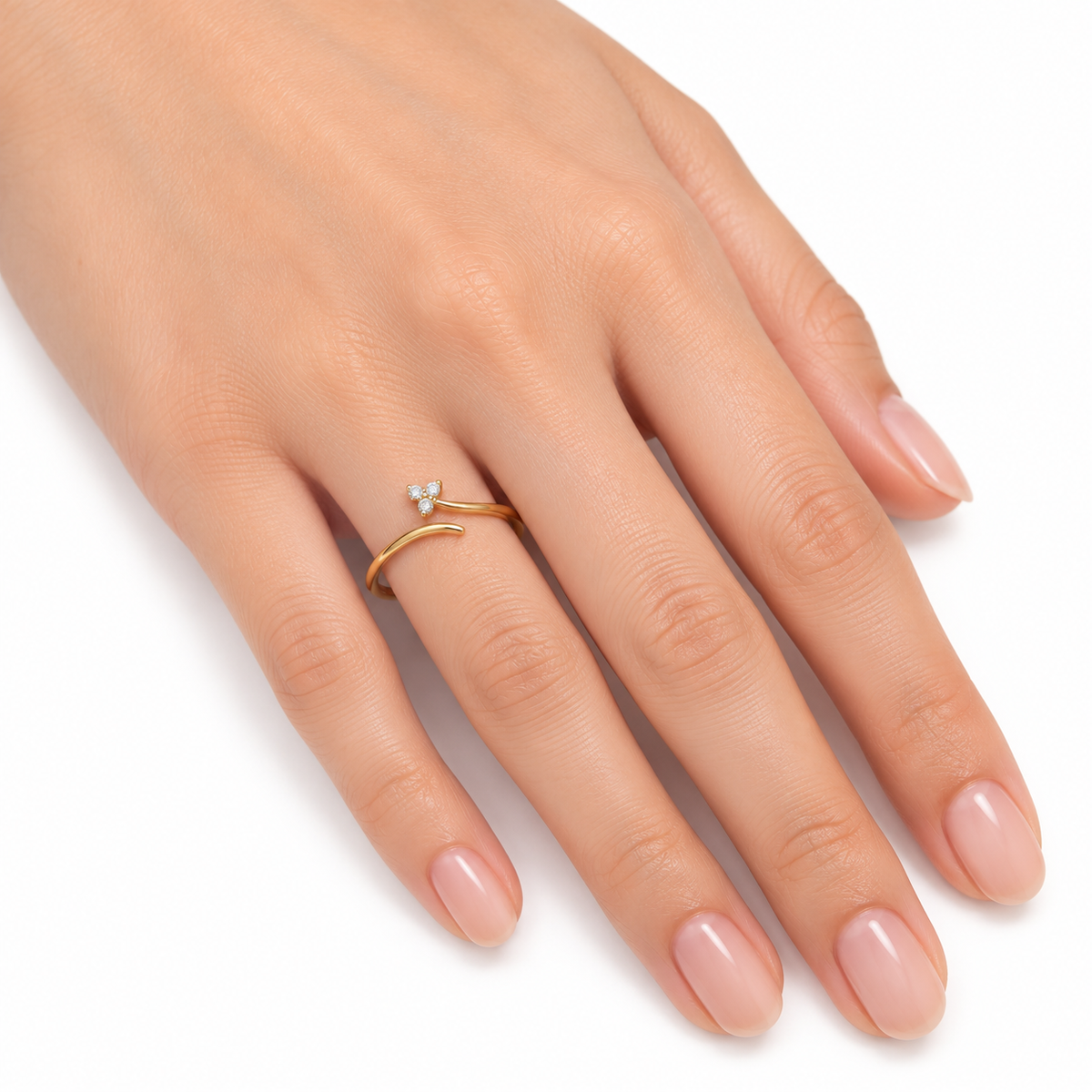 Three-Stone Diamond Open Gold Ring