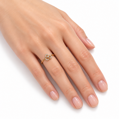 Diamond Three Petal Floral Ring