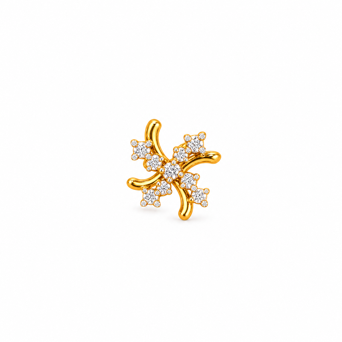 Sparkling Floral Swirl Gold Nosepin