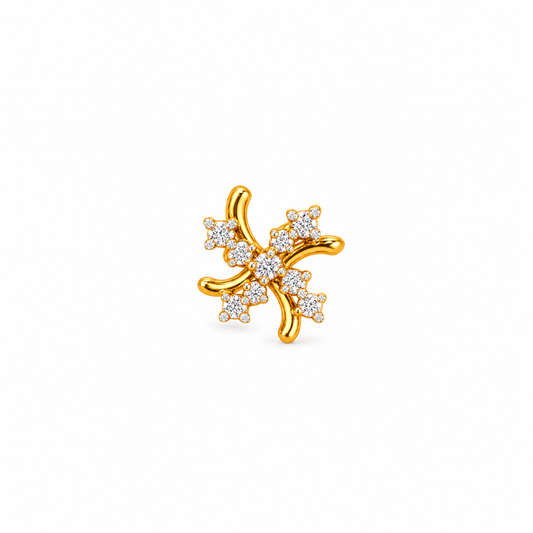 Sparkling Floral Swirl Gold Nosepin