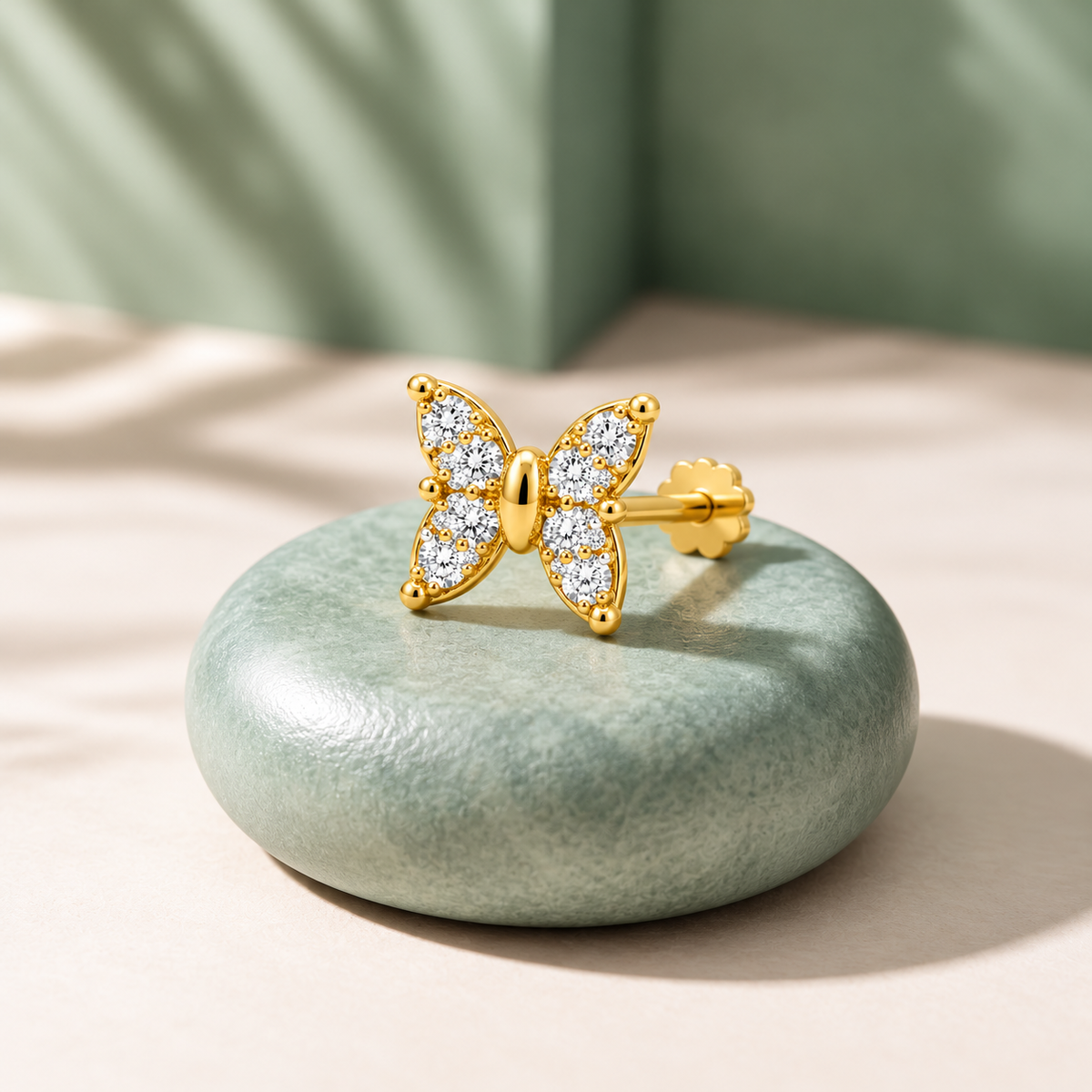 Gold Butterfly Diamond  Nosepin